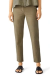 Eileen Fisher Organic Cotton & Hemp High Waist Tapered Ankle Pants In Tarragon