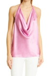 Cami Nyc Jackie Cowl Halter Neck Silk Camisole In Pink