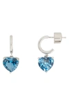 Kate Spade Women's Silvertone & Crystal Heart Huggie Earrings In Blue