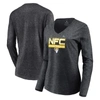 Fanatics Branded Charcoal Los Angeles Rams 2021 Nfc Champions Iconic Slant V-neck Long Sleeve T-shir In Charcoal