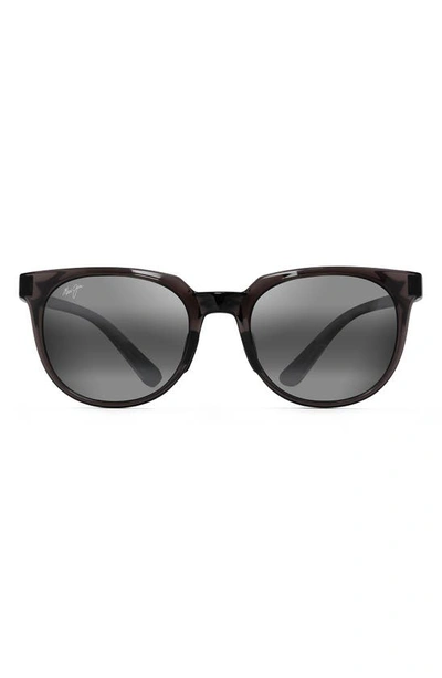 Maui Jim Wailua 49mm Small Polarized Round Sunglasses In Translucent Grey