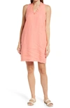 Tommy Bahama Two Palms Ruffle Linen Shift Dress In Shellrossa