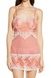 Wacoal Embrace Lace Chemise In Woodrose In Faded Rose/ White Sand