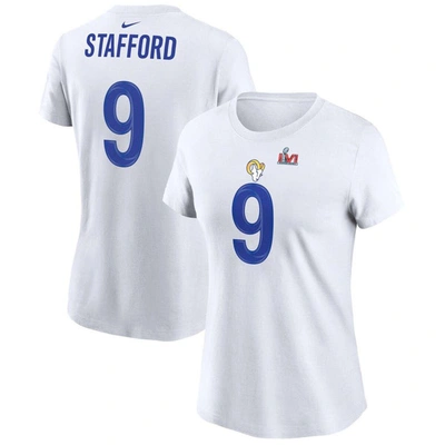 NIKE NIKE MATTHEW STAFFORD WHITE LOS ANGELES RAMS SUPER BOWL LVI NAME & NUMBER T-SHIRT