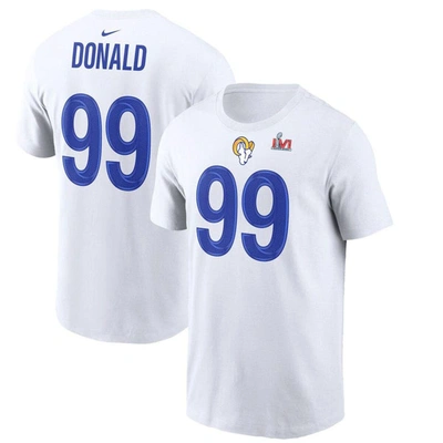Nike Men's  Aaron Donald White Los Angeles Rams Super Bowl Lvi Bound Name And Number T-shirt