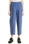 Eileen Fisher Straight Leg Organic Linen Ankle Pants In Blbry