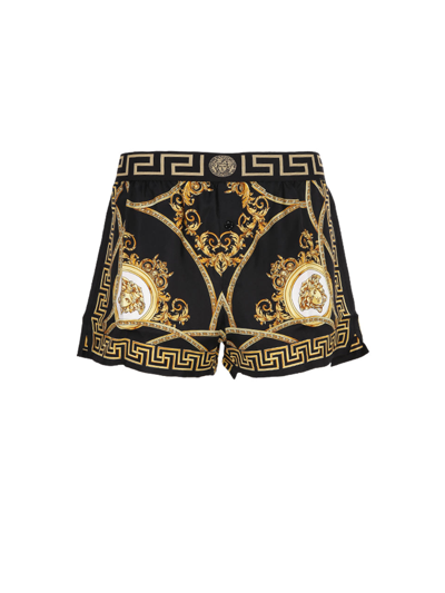 Versace Men's La Coupe Des Dieux Silk Shorts In Black