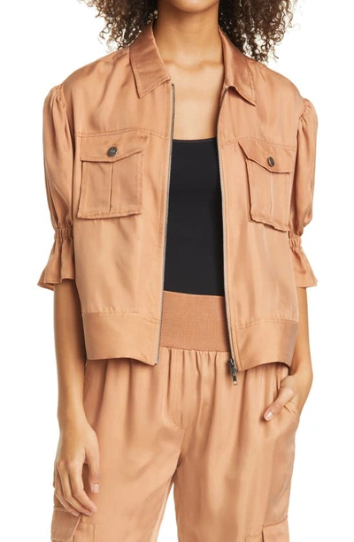 Cinq À Sept Holly Ruffle Sleeve Jacket In Light Cinnamon