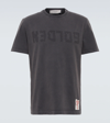 Golden Goose Green Crewneck T-shirt With Logo On The Front And Logo Patch On The Front In Anthracite