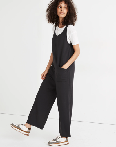Madewell Mwl Superbrushed Pull-on Jumpsuit In Black Coal