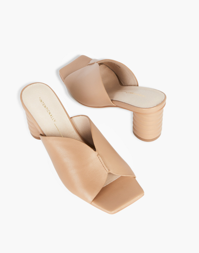 Mw Intentionally Blank Leather Kamika Mules In Clay In Nude