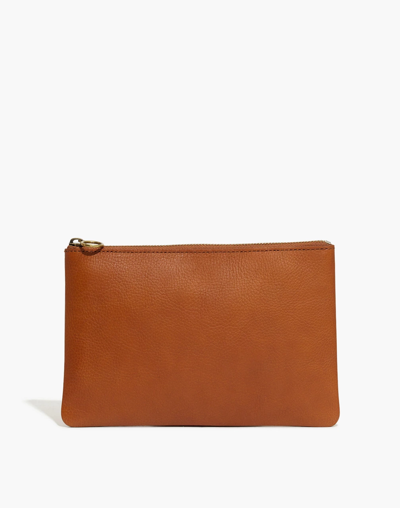 Madewell The Leather Pouch Clutch In English Saddle