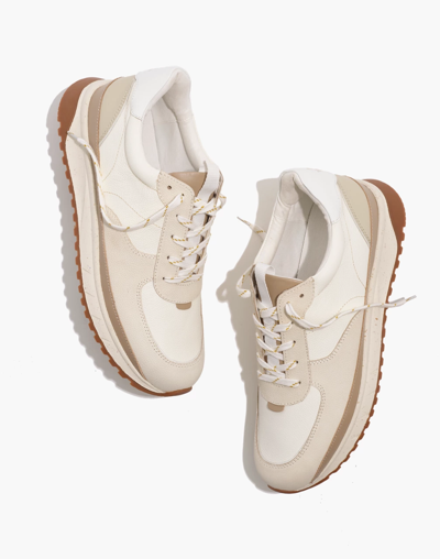 Mw Kickoff Trainer Sneakers In Neutral Colorblock Leather In Antique Cream Multi