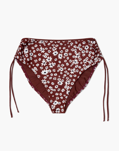 Mw Galamaar&reg; Ruched High-waist Bikini Bottom In Brown Multi
