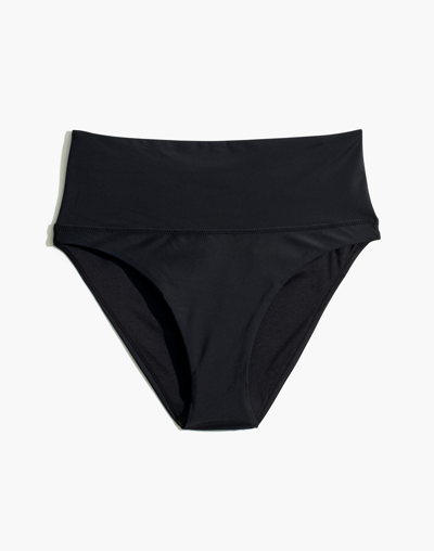 Mw Madewell Second Wave High-cut Cheeky Bikini Bottom In True Black