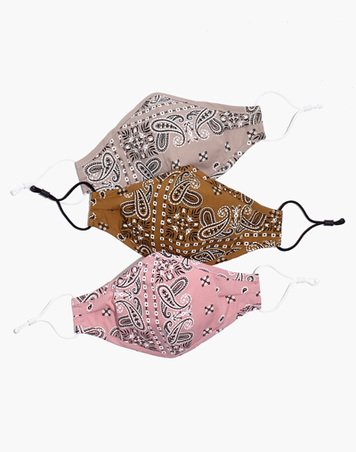 Madewell Three-pack Assorted Adjustable Nose-wire Masks In Dark Ochre