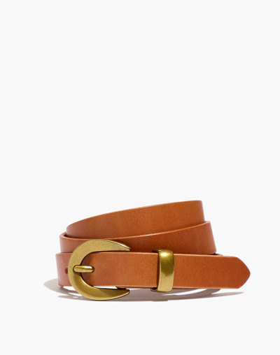 Mw Chunky Buckle Skinny Leather Belt In Desert Camel