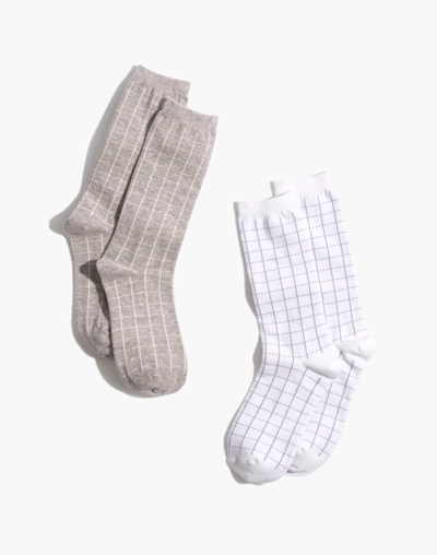 Mw Two-pack Grid Trouser Socks In True Black Multi