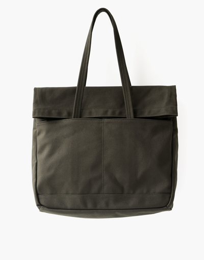 Mw Makr Canvas And Leather Fold Weekender Bag In Green