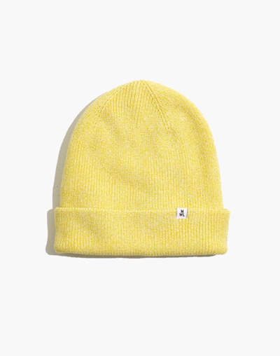 Mw Recycled Cotton Cuffed Beanie In Neon Yellow Marle