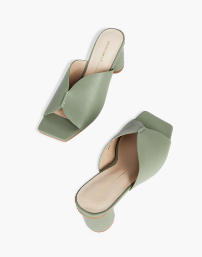 Mw Intentionally Blank Leather Kamika Mules In Sage In Light Green