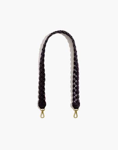 Mw The Shoulder Bag Strap: Braided Leather Edition In True Black