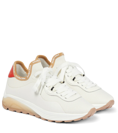 SEE BY CHLOÉ BRETT LEATHER-TRIMMED SNEAKERS