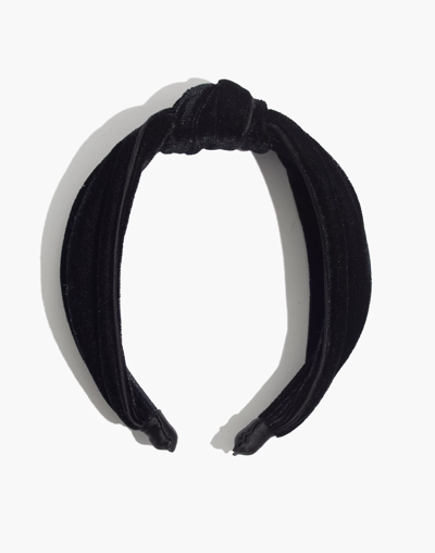 Mw Knotted Velvet Covered Headband In True Black