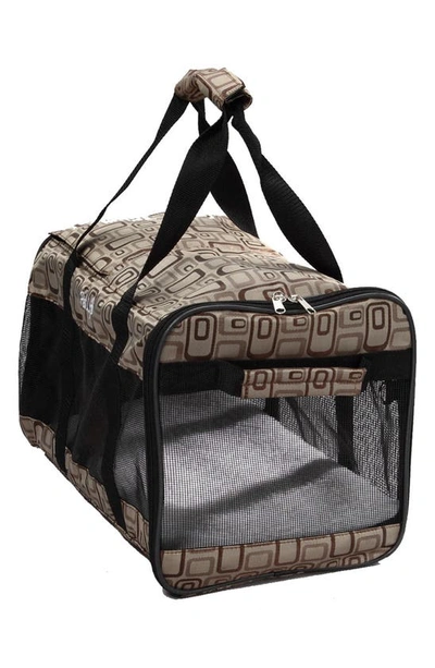 Pet Life Folding Zippered Casual Carrier In Brown