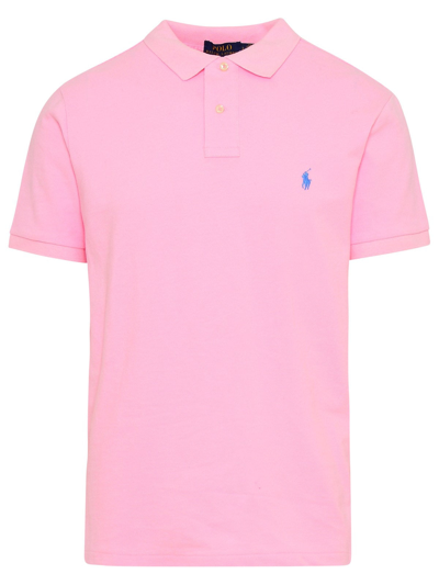 Polo Ralph Lauren Cotton Polo Shirt With Logo In Baby Pink