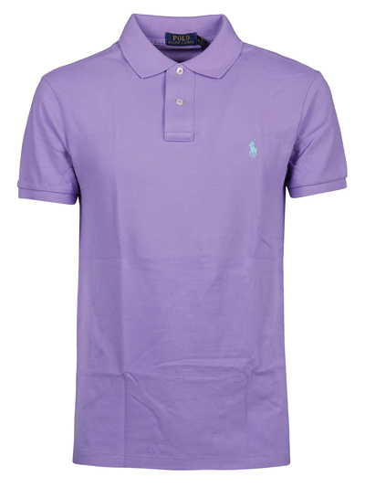 Polo Ralph Lauren Logo Embroidered Polo Shirt In Purple