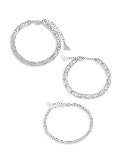Sterling Forever Women's 3-piece Rhodium Plated Brass Anchor Chain Bracelets