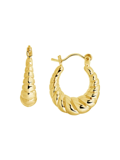 Sterling Forever Women's 14k Goldplated Stainless Steel Croissant Hoop Earrings In Neutral