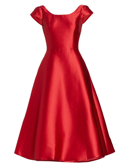 Amsale Mikado Satin A-line Dress In Lipstick