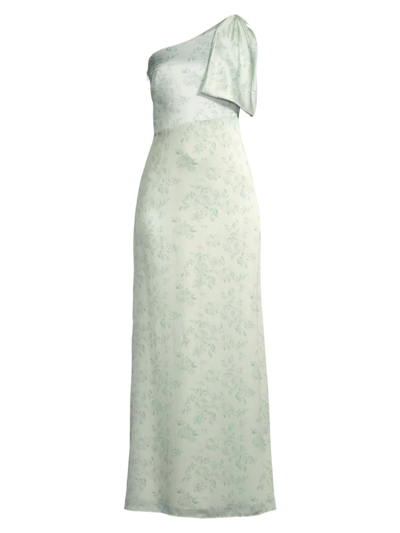 Sachin & Babi Chelsea Floral One-shoulder Gown In Jade Rose Watercolor