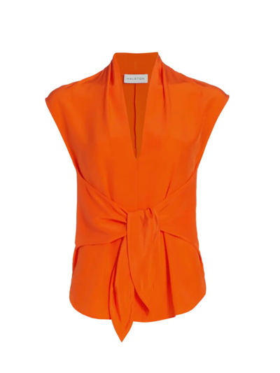 Halston Lola Front-tie Top In Orange