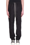 Rick Owens Black Hollywood Heavy Drawstring Cropped Trousers In Black