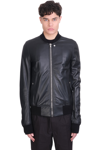 RICK OWENS LEATHER JACKET IN BLACK LEATHER