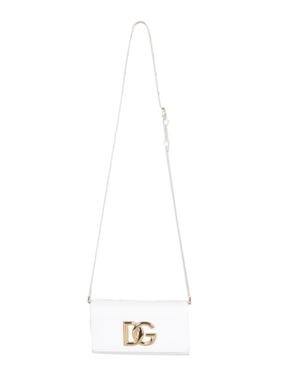 Dolce & Gabbana 3.5 Logo Leather Clutch In White