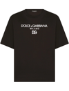 Dolce & Gabbana Jersey Round-neck T-shirt With Dg Milano Embroidery In Schwarz