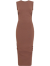 Dolce & Gabbana Ruched Sleeveless Jersey Midi Dress In Braun