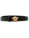 Versace Medusa Head Leather Belt In Schwarz