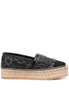 Ferragamo Gancini Logo-embroidered Espadrilles In Schwarz