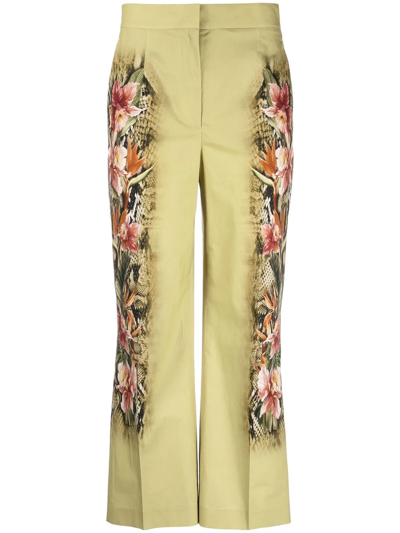 Alberta Ferretti Daffodil-print Flared-leg Trousers In Fantasia