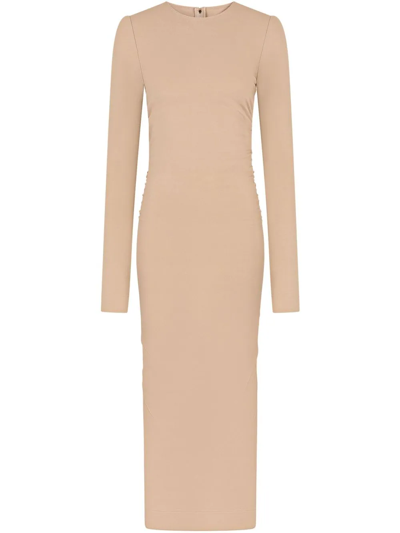 Dolce & Gabbana Long-sleeve Bodycon Dress In Neutrals