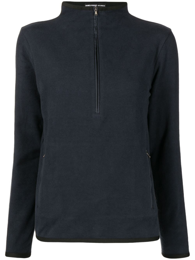 James Perse Brushed-terry Funnel-neck Sweatshirt In Blue