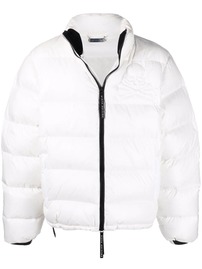 Philipp Plein Zipped Padded Jacket In White