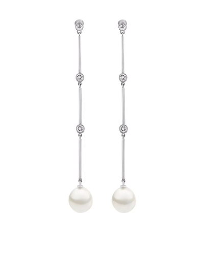 Autore Moda Ellie 9kt White Gold Pearl Drop Earrings In Silver