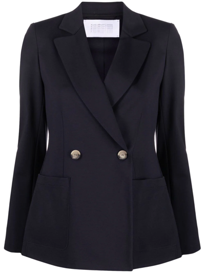 Harris Wharf London Double-breasted Virgin Wool Blazer In Blue