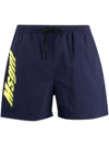 Msgm Logo Print Bermuda In Blue